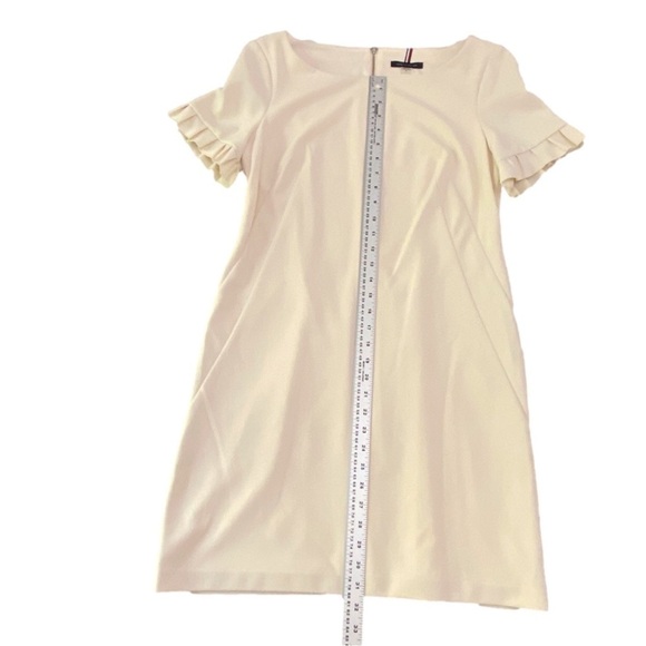 TOMMY Hilfiger dress ecru off white woven short sleeve summer flattering size 10 - Picture 10 of 16